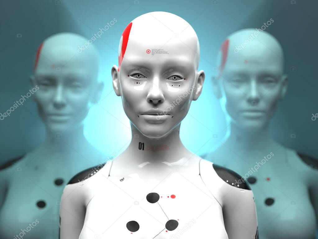 close-up portraits of female robots