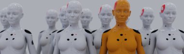 Sıraya dizilmiş bir robot grubunun her şeyden bir robotun net bir farkı var.