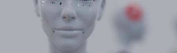 Robot Bilimi Yapay Zekanın Nötr Arka Plan Konseptinde Bir Kadın — Stok fotoğraf