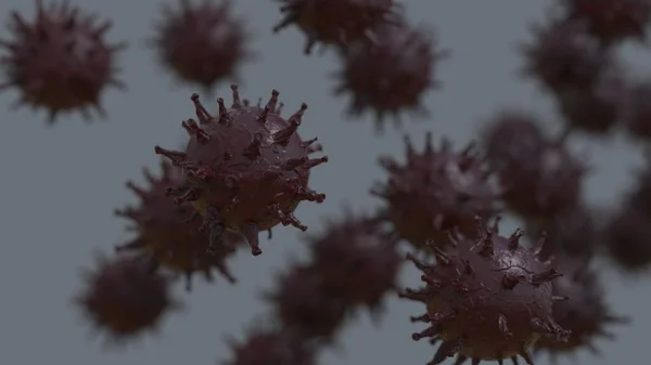 从微生物学和疾病的局部背景概念看深红色病毒的图像 — 图库照片