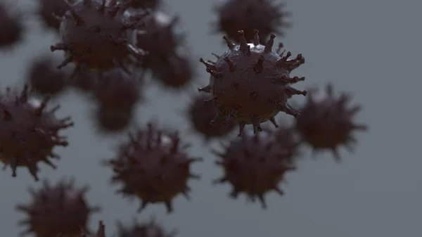 Das Bild Dunkelroter Viren Auf Lokalem Hintergrund Der Mikrobiologie Und — Stockfoto