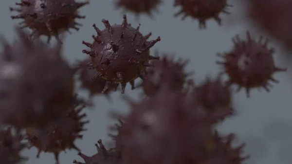 从微生物学和疾病的局部背景概念看深红色病毒的图像 — 图库照片