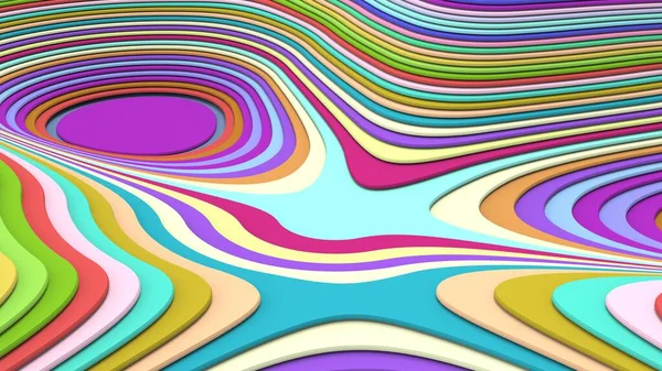 Farklı renklerin geometrik şekilleri hacimli bir manzara oluşturur