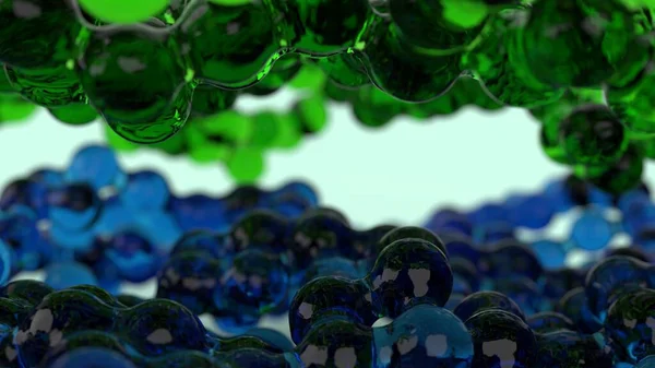 蓝色和绿色的玻璃体积变质磷酸盐 — 图库照片