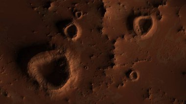 Üzerinde kraterler olan Mars yüzeyi