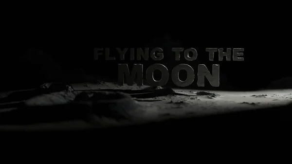 Superfície Lua Com Crateras Com Texto Voando Para Lua — Fotografia de Stock