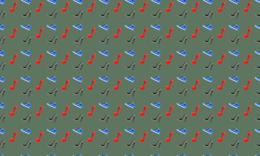 Farklı aksesuarlara sahip renkli arkaplan