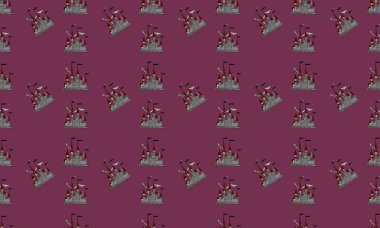 Farklı aksesuarlara sahip renkli arkaplan