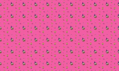 Farklı aksesuarlara sahip renkli arkaplan