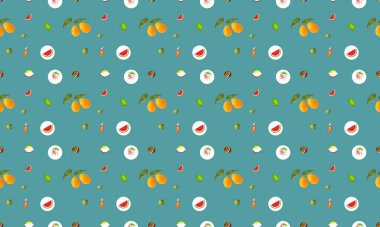 Farklı aksesuarlara sahip renkli arkaplan