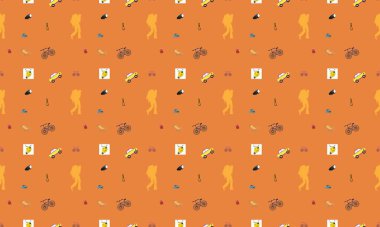 Farklı aksesuarlara sahip renkli arkaplan