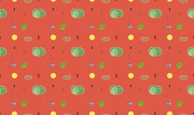 Farklı aksesuarlara sahip renkli arkaplan