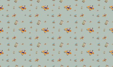 Farklı aksesuarlara sahip renkli arkaplan