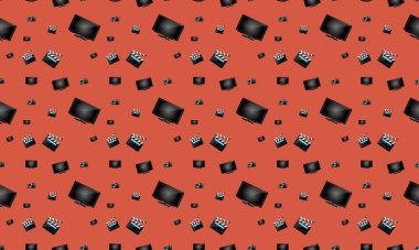 Farklı aksesuarlara sahip renkli arkaplan