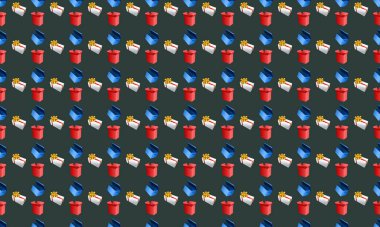 Farklı aksesuarlara sahip renkli arkaplan