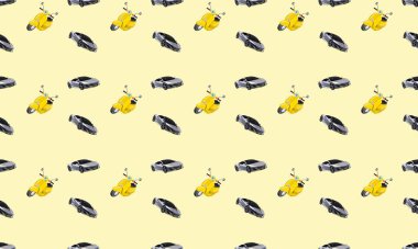 Farklı aksesuarlara sahip renkli arkaplan