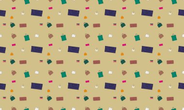 Farklı aksesuarlara sahip renkli arkaplan