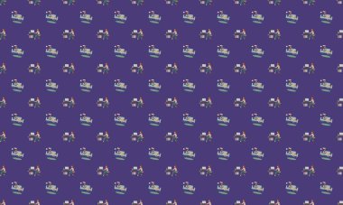 Farklı aksesuarlara sahip renkli arkaplan