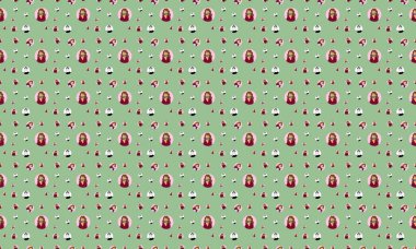 Farklı aksesuarlara sahip renkli arkaplan