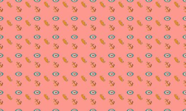 Farklı aksesuarlara sahip renkli arkaplan