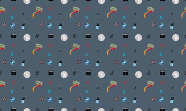 Farklı aksesuarlara sahip renkli arkaplan