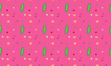 Farklı aksesuarlara sahip renkli arkaplan