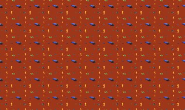 Farklı aksesuarlara sahip renkli arkaplan