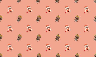 Farklı aksesuarlara sahip renkli arkaplan