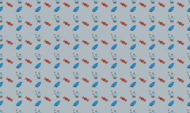 Farklı aksesuarlara sahip renkli arkaplan