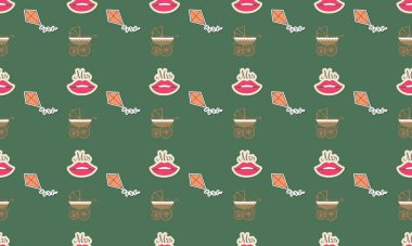 Farklı aksesuarlara sahip renkli arkaplan