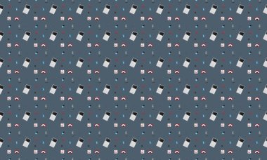 Farklı aksesuarlara sahip renkli arkaplan