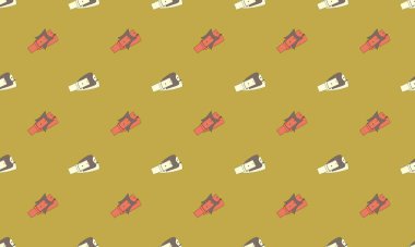 Farklı aksesuarlara sahip renkli arkaplan