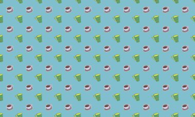 Farklı aksesuarlara sahip renkli arkaplan