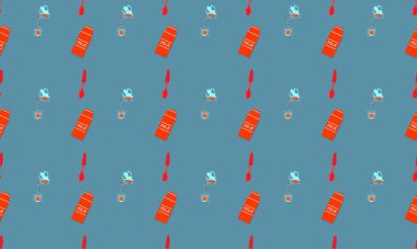 Farklı aksesuarlara sahip renkli arkaplan