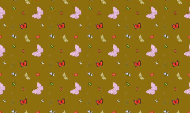 Farklı aksesuarlara sahip renkli arkaplan