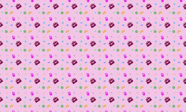 Farklı aksesuarlara sahip renkli arkaplan