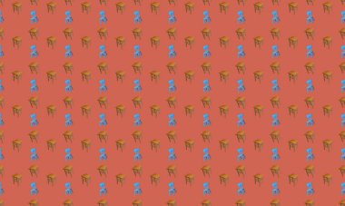 Farklı aksesuarlara sahip renkli arkaplan