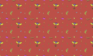 Farklı aksesuarlara sahip renkli arkaplan