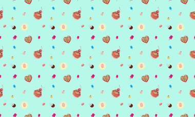 Farklı aksesuarlara sahip renkli arkaplan