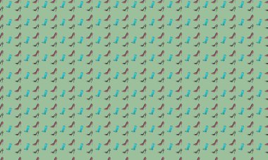 Farklı aksesuarlara sahip renkli arkaplan