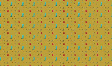 Farklı aksesuarlara sahip renkli arkaplan