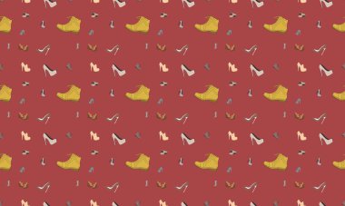 Farklı aksesuarlara sahip renkli arkaplan