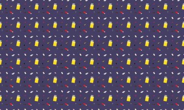 Farklı aksesuarlara sahip renkli arkaplan