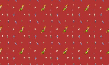 Farklı aksesuarlara sahip renkli arkaplan