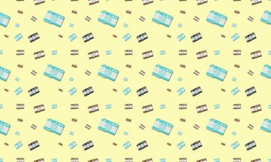 Farklı aksesuarlara sahip renkli arkaplan