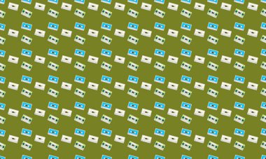 Farklı aksesuarlara sahip renkli arkaplan