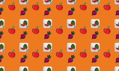 Farklı aksesuarlara sahip renkli arkaplan