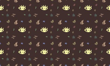 Farklı aksesuarlara sahip renkli arkaplan