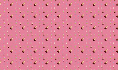 Farklı aksesuarlara sahip renkli arkaplan