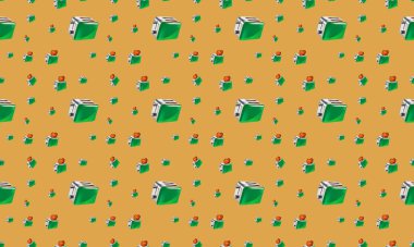 Farklı aksesuarlara sahip renkli arkaplan